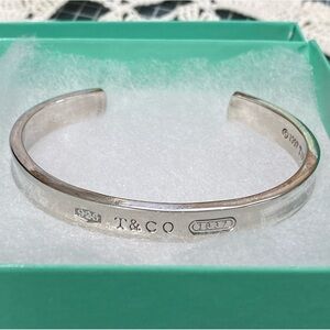 925 Tiffany & Co. 1837 Silver Cuff Bracelet 5/8” Wide, 1 1/8” Opening, Wt. 1oz